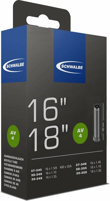 Hete verkoop ???? Schwalbe Binnenband 16/18 Inch (37-340, 28/37-349, 28/35-355) Av 40 Mm ???? 6 Hete verkoop ???? Schwalbe Binnenband 16/18 Inch (37-340, 28/37-349, 28/35-355) Av 40 Mm ???? - Afbeelding 4