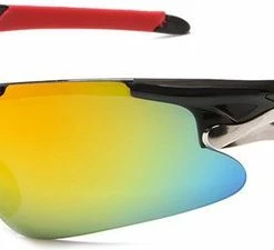 Nieuw ✔️ Garpex? Garpex Fietsbril - Sportbril - Polaroid Zonnebril - Zonnebril - Racefiets - Mountainbike - Motor - Zwart Frame Rode Lens ????