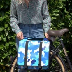 Nieuw ???? Ekostar Dubbele Fietstas - NIEUW - Waterdicht - 46 Liter - Reflectoren Camouflage Blauw OOK Voor Elektrische Fietsen ???? -bike shop 550x309 49