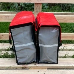 Korting ???? BayNL- Waterdicht - Dubbele - Bisonyl - Fietstas- Reflectoren - Grijs En Rood – 34cmX16.2cmX32cm=35 Liter ???? -bike shop 550x326 1