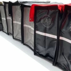 Korting ???? BayNL- Waterdicht - Dubbele - Bisonyl - Fietstas- Reflectoren - Grijs En Rood – 34cmX16.2cmX32cm=35 Liter ???? -bike shop 550x332 1