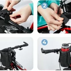 Goedkoopste ???? Opline Fiets Beker Houder - Fiets Waterfles - Drinkfles - Houder Fiets Stuur Bekerhouder Met Mesh Zakken Telefoon Tas Voor Cruiser, Mountainbike, Scooter, Vouwen, Racefiets, Rolstoel, Kinderwagen - LB-546 ???? -bike shop 550x336 5