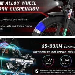 Top 10 ???? HITWAY E-bike Elektrische Fiets 20" Vouwfiets Met Dikke Banden, 250W/36V/11,2Ah Accu, 35-90 Km, Offroad-mountainbike Met Shimano 7 Versnellingen, CityBike Voor Heren En Dames ???? -bike shop 550x340 2