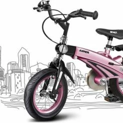 Begroting ???? Merkloos Kinderfiets Metallic Roze Met Zijwieltjes 14 Inch | Handremmen | Jongens | Meisje | Cadeau | Sinterklaas | Kerst | Verjaardag | Peuter | Kleuter | Driewieler | Gepersonaliseerd ????