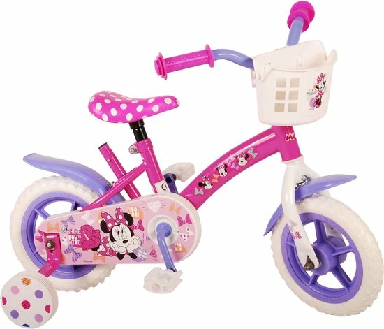 Korting ???? Kinderfiets 10 Inch Disney Minnie Cutest Ever! - Doortrapper - Roze/wit/paars ✨ 3 Korting ???? Kinderfiets 10 Inch Disney Minnie Cutest Ever! - Doortrapper - Roze/wit/paars ✨