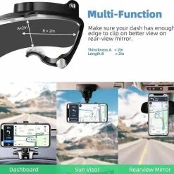 Promo ???? Merkloos Multifunctionele Autohouder Voor Dashboard, Met Verstelbare Veerclip, 360 Graden Draaibaar, Draagbaar, Voor Auto En Smartphones Van 4 Tot 7 Inch (zwart) ???? -bike shop 550x519 5