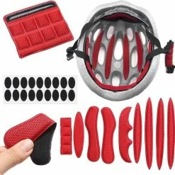 Goedkoopste ???? Merkloos Foam Pads Setje - Rood - Fietshelm Inleg Bescherming - Klittenband + Lijm - Inner Padding Voor Helm - 27-delige Set ????