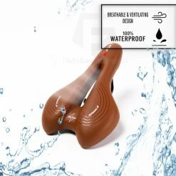 Uitgang ???? Voltano Sport Trekking Fietszadel - Comfortabel Gel Zadel - Met Uitsparing - Inclusief Zadelstrop - 100% Waterdicht - Unisex - Bruin ???? -bike shop 550x550 350