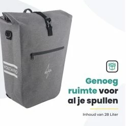 Promo ???? Voltano Luxe E-bike Fietstas 28L Grijs Pakaftas Met Laptop Vak 100% Waterdicht - Met Gratis Schouderband ???? -bike shop 550x550 397