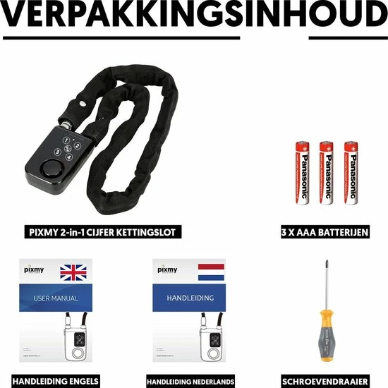 Uitgang ???? PIXMY Video & Photo PIXMY - 2-in-1 Fietsslot 80cm Met Alarm - Fietsslot Ketting Cijferslot Kettingslot - Fietsalarm 110db - Scooteralarm Scooterslot ???? 11 Uitgang ???? PIXMY Video & Photo PIXMY - 2-in-1 Fietsslot 80cm Met Alarm - Fietsslot Ketting Cijferslot Kettingslot - Fietsalarm 110db - Scooteralarm Scooterslot ???? - Afbeelding 9