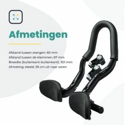 Kopen ???? Voltano Verstelbaar Ligstuur Afgerond - Zwart - Aluminium - Opzetstuur / Tijdritstuur - 22,4 / 25,4 ???? -bike shop 550x550 523