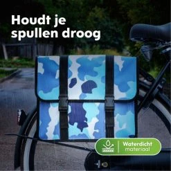 Nieuw ???? Ekostar Dubbele Fietstas - NIEUW - Waterdicht - 46 Liter - Reflectoren Camouflage Blauw OOK Voor Elektrische Fietsen ???? -bike shop 550x550 549