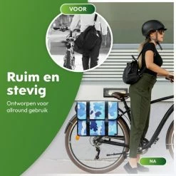 Nieuw ???? Ekostar Dubbele Fietstas - NIEUW - Waterdicht - 46 Liter - Reflectoren Camouflage Blauw OOK Voor Elektrische Fietsen ???? -bike shop 550x550 550