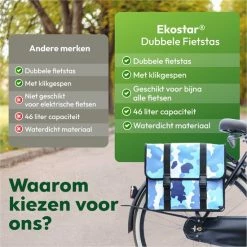Nieuw ???? Ekostar Dubbele Fietstas - NIEUW - Waterdicht - 46 Liter - Reflectoren Camouflage Blauw OOK Voor Elektrische Fietsen ???? -bike shop 550x550 551