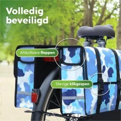 Nieuw ???? Ekostar Dubbele Fietstas - NIEUW - Waterdicht - 46 Liter - Reflectoren Camouflage Blauw OOK Voor Elektrische Fietsen ???? -bike shop 550x550 552