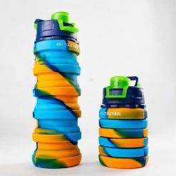 Beste Verkoop ???? All Together Drinkfles - Opvouwbare Bidon - 500ml - Silicone - Oranje Blauw ????