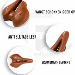 Uitgang ???? Voltano Sport Trekking Fietszadel - Comfortabel Gel Zadel - Met Uitsparing - Inclusief Zadelstrop - 100% Waterdicht - Unisex - Bruin ???? -bike shop 550x560 3