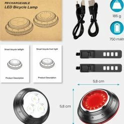 Beste Pirce ???? Merkloos Fietsverlichting Set - Voorlicht Koplamp - Achterlicht - Fietslamp - Fietsverlichting Flexibel Oplaadbaar - USB - Multifunctioneel - LED Waterdicht Duurzaam Huisdierverlichting - Halsbandverlichting ❤️ -bike shop 550x568 7