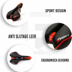 Begroting ???? Voltano Sport Fietszadel Gel Trekking Zadel Met Uitsparing Unisex - Zwart / Rood - Incl. Gratis Zadelstrop ???? -bike shop 550x571 5
