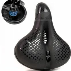 Coupon ???? Voltano Pro Gel Fietszadel Met Uitsparing Zwart Unisex - Inclusief Zadelstrop - Ergonomisch Gevormd - Elastomeer Vering ????