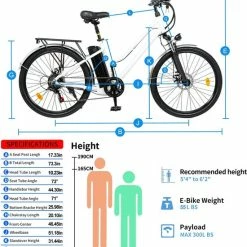 Flash-uitverkoop ???? HITWAY 26 Inch E-bike, Elektrische Fiets Voor Heren En Dames, Pedelec Stadsfietsen, 250 W Motor, 36 V/11,2 Ah E-bike, Shimano 7 Versnellingen, 35-90 Km| Wit / Blauw ???? -bike shop 550x581 2