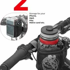 Goedkoopste ???? Opline Fiets Beker Houder - Fiets Waterfles - Drinkfles - Houder Fiets Stuur Bekerhouder Met Mesh Zakken Telefoon Tas Voor Cruiser, Mountainbike, Scooter, Vouwen, Racefiets, Rolstoel, Kinderwagen - LB-546 ???? -bike shop 550x682