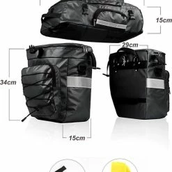 Coupon ???? Fietstassen Dubbel 65L Waterdichte Tas Bagagedrager Fiets Rugzak Regenhoes UPGRADE Zwart - RHINOWALK - 3 In 1 Multifunctionele Fietstas ???? -bike shop 550x709 1