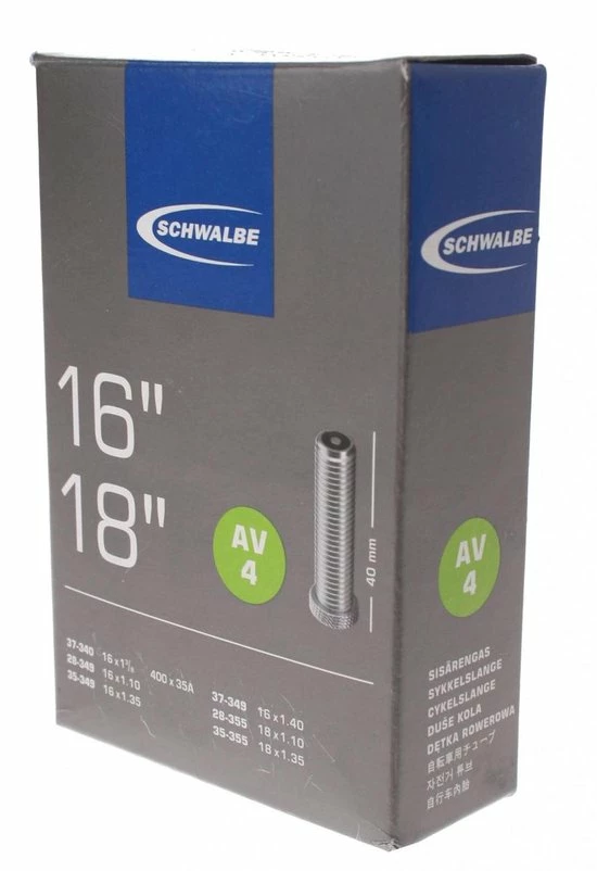 Hete verkoop ???? Schwalbe Binnenband 16/18 Inch (37-340, 28/37-349, 28/35-355) Av 40 Mm ???? 7 Hete verkoop ???? Schwalbe Binnenband 16/18 Inch (37-340, 28/37-349, 28/35-355) Av 40 Mm ???? - Afbeelding 5