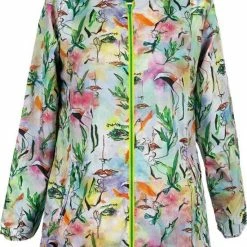 Beste Pirce ???? BiggDesign Faces - Dames Regenjas Waterdicht - Regenpak - Maat M ????